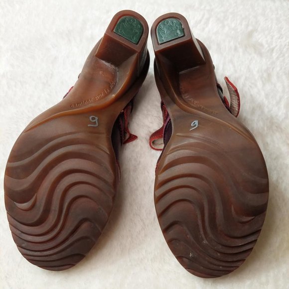 El Naturalista 37 Pumps Round Toe Block Heel Slingback Dark Red Leather - Size 7 - Picture 6 of 8